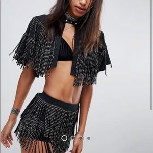 Jaded London Studded Tassel Cape Co-Ord Set